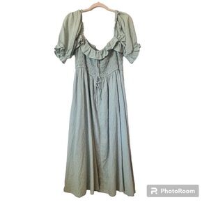 Sage Green Modest Plus SizeMaxi Textured Prairie Dress 2XL XXL Western C1